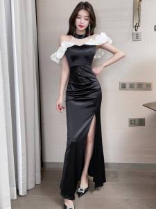 ชุดเดรสสั้นเซ็กซี่ แขนสั้น คอวีลึก กระโปรงสั้น ชุดราตรี ชุดราตรียาว ชุดราตรีสุดเซ็กซี่ ชุดราตรีสุดหรูหรา ชุดราตรีสุดหรูหรา