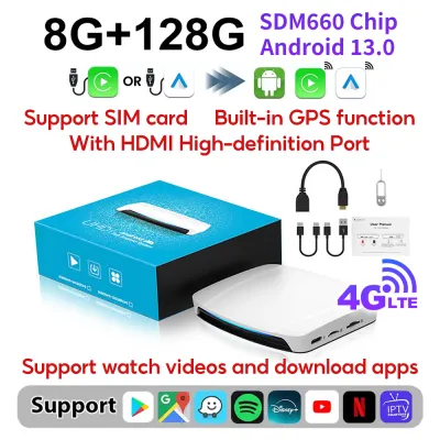 [ SG ] CarlinKit Ai Box Wireless Carplay Adapter Android 13 8-Core 8+128G Built-in GPS Wireless Android Auto Apple Carplay Dongle Car Link Kit Tbox LED 车连易