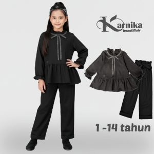 setelan anak perempuan 1-14 tahun one set two piece atasan blus korean style dan celana panjang terbaru baha import