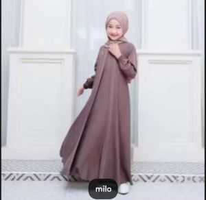 RAFISQIDRESS Gamis Anak virall Warna Burgundy Terbaru / Abaya Anak Model Semi Auther Crinkle Airflow Mix Swarovsky Mewah Usia 4-16 Tahun