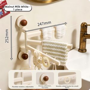 AIJIADA | Suction Wall Mounted Rotating Foldable Towel Rack