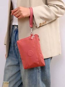 Fashionable Minimalist Canvas Clutch Bag Womens Artistic Horizontal Zipper Makeup Pouch Coin Purse Soft Handbag Macaron Trend
