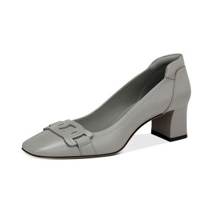 เจสสิก้าโซเฟีย เรียบหรู หนัง รองเท้าส้นสูงหัวเหลี่ยมรองเท้าส้นหนา เรียบง่าย หัวเข็มขัดตกแต่งสวมใส่สบาย ทันสมัย