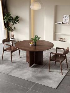 Scandinavian Round Wooden Dining Table Modern Simplicity Home Use Small Space Restaurant Retro Round Table for 6 People
