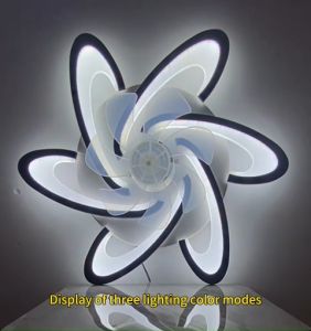 Ceiling fan light with 3-color dimming 6-speed wind app & remote control timer mode night light 29 inch 360° rotating LED free replacement parts.