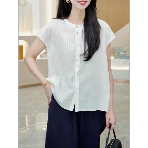 QINGNAER | Minimalist Casual Plus Size Loose Short Sleeve Slim Fit Shirt