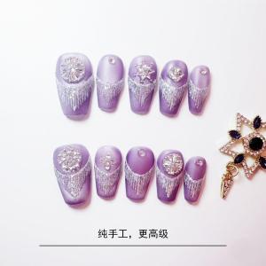 Handmade Nail Art Patchwork Diamond Foreign Style Wearable Nails Reusable High-End Feeling Beauty Nail Stickers Princess