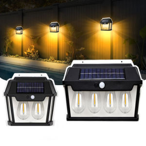 LED Solar Power Wall Lamp Motion Sensor Tungsten Light Villa Garden Energy Saving Solar Charging Exterior Lighting Night Lamps