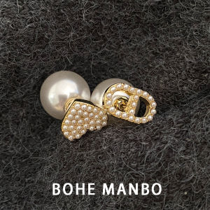 Elegant Xiaomi Bead Heart Pig Nose Asymmetric Ear Cuff Front Back Wear Fashionable Minimalist Womens Jewelry Ear Studs