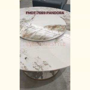 VEDOURSTYLE 7669 Sintered stone Round Dining table Ceramic Meja makan Meja Batu Crystal Marble Table