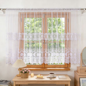Pastoral Style Solid Embroidered Sheer Curtain Semi-Transparent Window Drape for Living Room Festivals Cafe Decoration 1pc