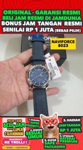 JAM TANGAN NAVIFORCE ORIGINAL - NAVIFORCE 8023 - MEN LA - KULIT - Biru - Jamdunia / Jam dunia JD18