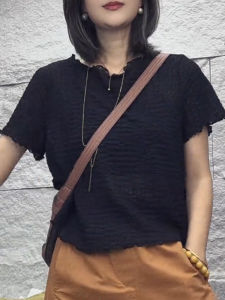 UYFY | Black Thin Short Sleeve Round Neck T-Shirt Womens Summer New Fashion Age Reduction Large Size Top Simple Daily Wear