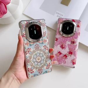 szhaiyu | For Samsung Galaxy Z Fold 8 Ultra Z Fold 8 7 6 5 Case With Fish Flowers Pattern With Hinge Shockproof Electroplated Cover Funda