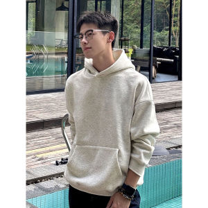 เสื้อฮู้ดผ้าขนแกะสีดำ ทรงหลวม ทรงหลวม ฤดูใบไม้ร่วง/ฤดูหนาว เสื้อคลุมกันหนาวแบบสวมหัว ผ้าฝ้ายผสม ไม่ซักได้ Cleanfit