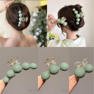 Korean Green Pearl Hair Clip Fashion Elegant Large Curly Hair Claw Hair Clamp Versatile Exquisite Women Hair Accessory Headwear