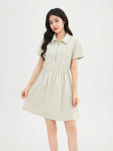 SANFU | Summer New Style Dress Adjustable Belt Loose Collar Short Dress