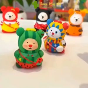 Set tượng 10 con size Mini gấu siêu đáng yêu kèm màu tô và 2 cây cọ