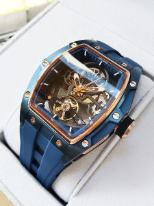 2024 New Watch Mens Tonneau Fancy Tourbillon Automatic Mechanical Watch Cut Out Waterproof Top Ten Brands