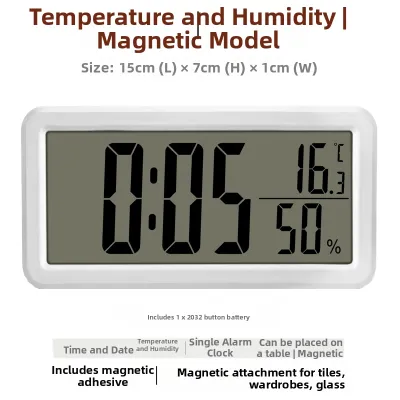 Minimalist Magnetic Digital Clock Home Multi-Function Temperature Humidity Alarm Clock Calendar Week Lunar Night Light