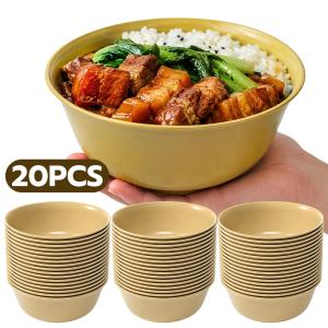 20Pcs Thickened Rice Husks Rice Bowl / Food Grade Heat-Resistant Food Container / for Kitchen Rice Hot Soup Salad Noodles / Eco-friendly Disposable Tableware