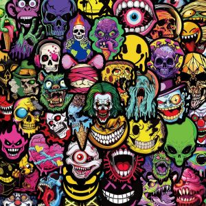 Miếng Dán Máy Tính Xách Tay Miếng Dán Máy Tính Để Bàn Miếng Dán Trang Trí Miếng Dán Chống Thấm Nước Hình Mặt Quái Vật Hình Đầu Quỷ Hình Đầu Gothic Hình Đầu Punk Hình Mặt Quái Vật