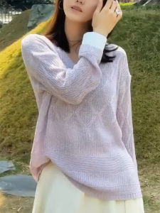 QINGNAER | Comfortable Loose Plus Size Womens Knit Sweater
