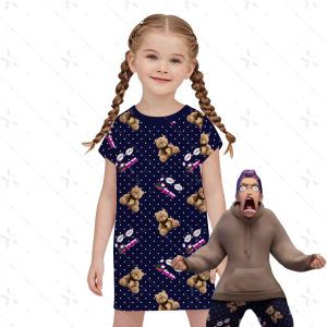 Kpop Demon Hunters Straight Leg Sleep Dress Girls Summer Cute Outfit Childrens Home Skirt/Dress Comfortable Milk Fiber Material