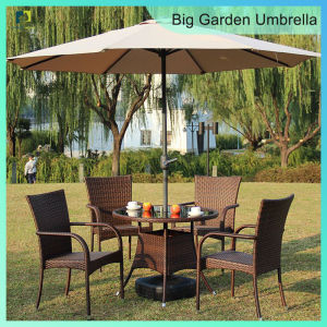 Big Garden Umbrella With Base Stand Outdoor Solar Umbrella with stand 2.7M Anti-UV Heavy Duty Double Layer Big Umbrellas Garden Parasol Patio Umbrella Park Cafe Courtyard Beach Sunshade Outdoor Sun Parasol