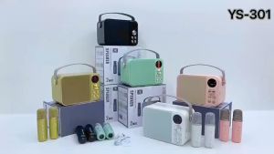 YS-302 Bluetooth Speaker with mic Wireless Bluetooth Dual Microphone Karaoke Speaker 3D Stereo Amplifier party