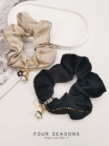 Hair Band Mobile Phone Lanyard Short Wrist Mesh Scarf Pendant Circle Keychain Multi-Functional Two-Purpose Pearl Pendant Hanging Ornament Womens Detachable Key Chain and Case Neutral Lanyard Anti-Lost Hang Rope