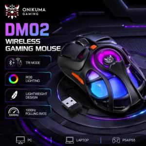 ONIKUMA | ONIKUMA DM02 Wireless Gaming Mouse Bluetooth 2.4G Wired RGB Lightweight 1000Hz Polling Type C Rechargeable for PC Laptop Gamer
