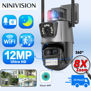 OVERSCAM 360 Wireless Outdoor 6K 12MP WiFi Camera ICSee Smart Three Lens 8X Zoom Video Surveillance IP Security Camera CCTV Auto Tracking Human Detection