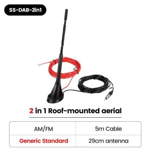 DAB Auto Radio Aerial Amplified Roof Mount Rod Antenna AM/FM Din SMA Male Connector 5m Cable for JVC Kenwood Pioneer Receiver