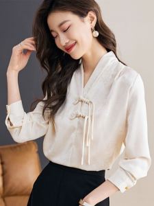 New Chinese Style National Trend Horse Tailed Skirt Top Womens Early Spring Design Beautiful Inner Shirt Matching Blouse