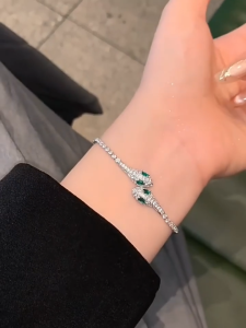 Nicedays🍒Gelang Ular Berlian Penuh/Gelang Tarik Yang Dapat Disesuaikan/Desain Sederhana Untuk Wanita COD