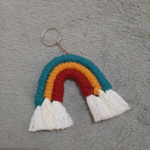 mini rainbow macrame keychain gantungan kunci mini macrame rainbow