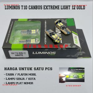 SATU PCS LAMPU LED T10 12 TITIK CANBUS LUMINOS NINE SUPER TERANG UNTUK LAMPU SENJA PLAT NOMOR KABIN PLAFON MOBIL DAN MOTOR