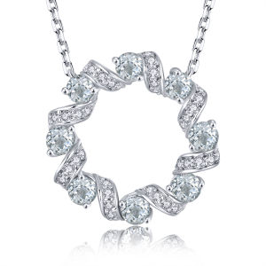 Lohaspie Jewelry Pure 1.5 Carats Solid Sterling Silver 925 Pendant Original Natural Aquamarine Tanzanite Pendant Gemstone Pendant Silver Tanzanite Pendant For Women Silver Jewelry