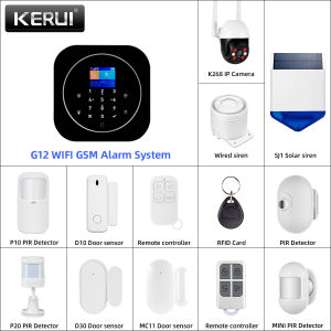 KERUI G12 WIFI GSM Alarm Host DIY Your Alarm Kit for Home Security with Door/Motion Sensor IP Camera Smart Life APP Control