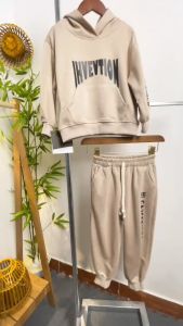 Bộ thu đông bé trai có mũ 4-10 tuổi chữ IHVEVT chất liệu dày dặn cao cấp dáng khỏe khoắn thời trang