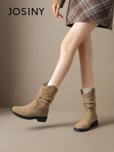 Josiny | Western Cowboy Style Mid-calf Martin Boots Women