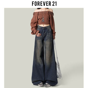 High Waist Wide Leg Denim Jeans Womens American Style Loose Drapey Blue Jeans Forever 21 Design Sensation Retro Style