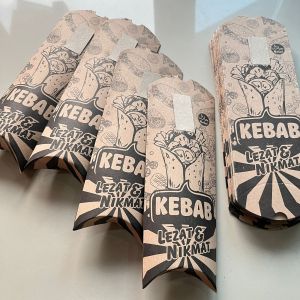 Wadah Kebab Motif Coklat Ukuran 24 x 9 cm Untuk Kebab Sedang dan Jumbo Dengan Tarikan Isi 100 Pcs