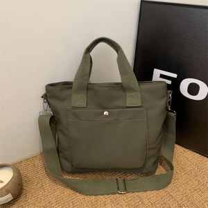 Large Capacity Canvas Tote Bag Womens Commuter Handbag 2024 New Style Fashionable Mom Bag Student Bag Nylon Material Daily Use