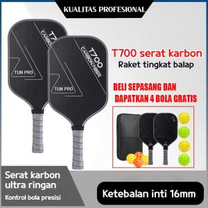 (Kirim 4 bola)Set Lengkap T700 Toray Serat Karbon Dayung Pickleball Matte Desain Satu Bagian Kompetisi Kelas Keseimbangan Daya Disetujui USAPA