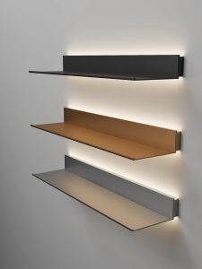 Aluminum Alloy LED Illuminated L-Shaped Wall-Mounted Shelf Modern Minimalist Bookcase Integrated Lighting Home Storage Rack