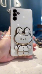 Ốp lưng Samsung A14 A34 A54 5g A74 A24 A04s A04 ốp điện thoại dẻo viền mạ giá đỡ thỏ cute kèm gương