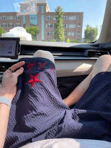 Quần Short Thể Thao Mùa Hè Nhanh Khô Thêu Vải Bong Bóng Thoáng Khí Quần Dài Năm Điểm Quần Đi Biển Thoải Mái Thoáng Khí