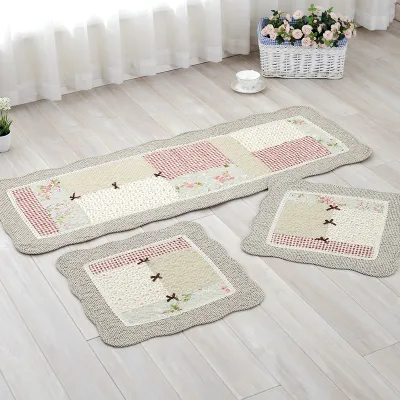 MUZHI | All Cotton Car Seat Cushion Three-Piece Set Anti-Slip Mat Country Field Cloth Art Car Seat Pad Modern Simple Style Home Fabric